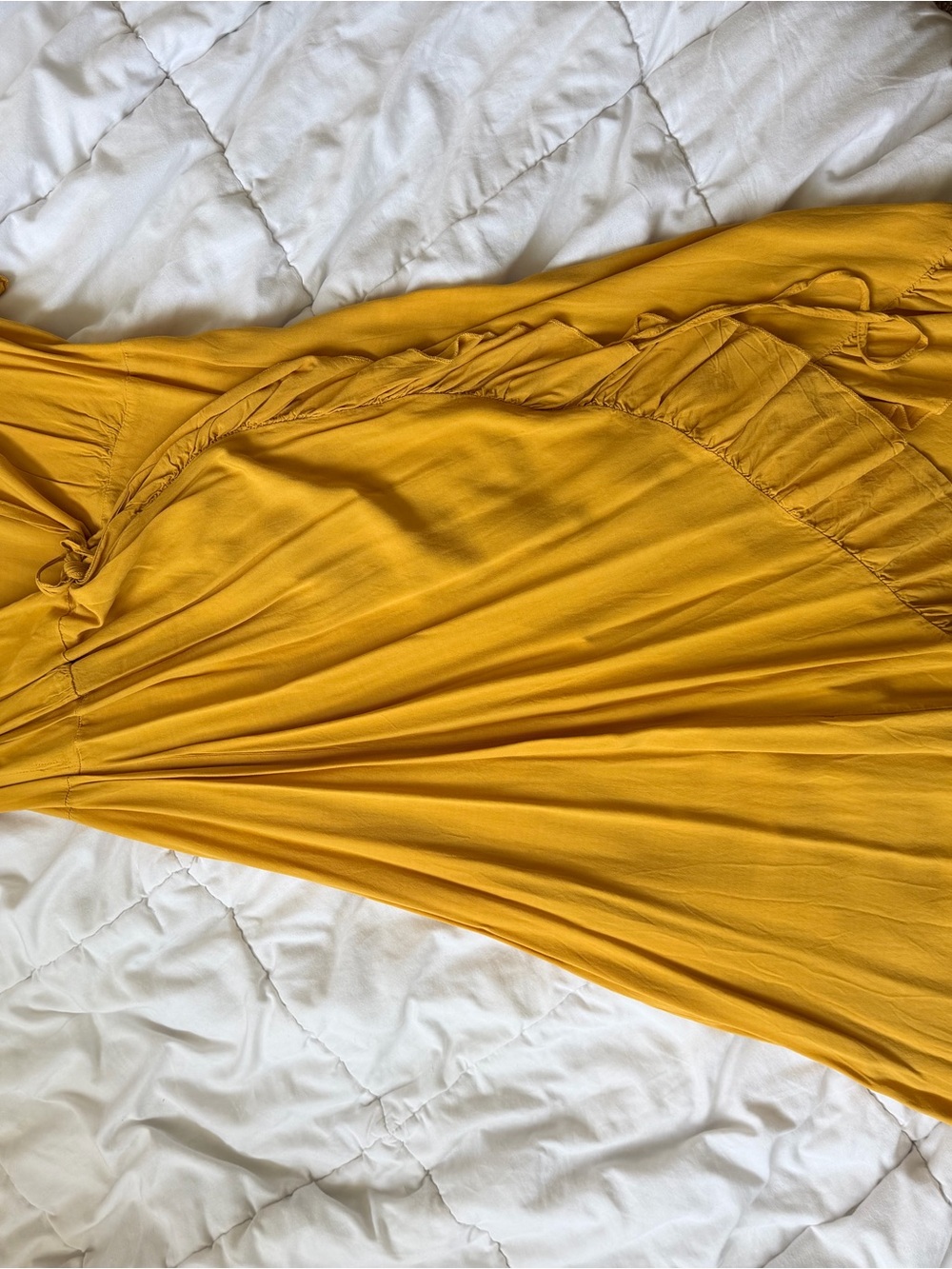 Simplee Apparel Mustard Ruffle High-Low V-Neck Dress - Picture 2 of 3